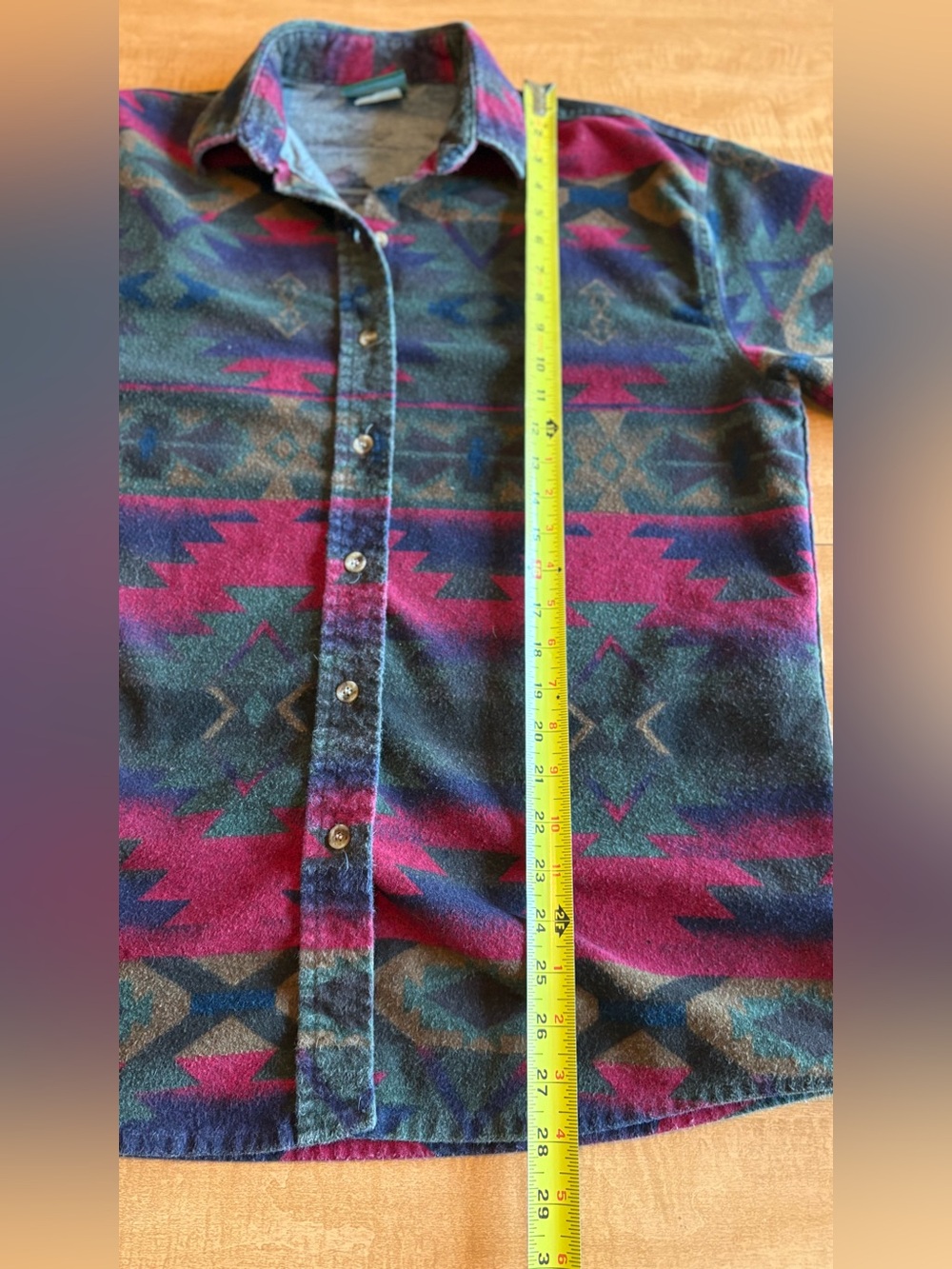 Vintage Cabela’s 100% Cotton Aztec Button-up Flannel Shirt (no size tag) - Picture 6 of 6